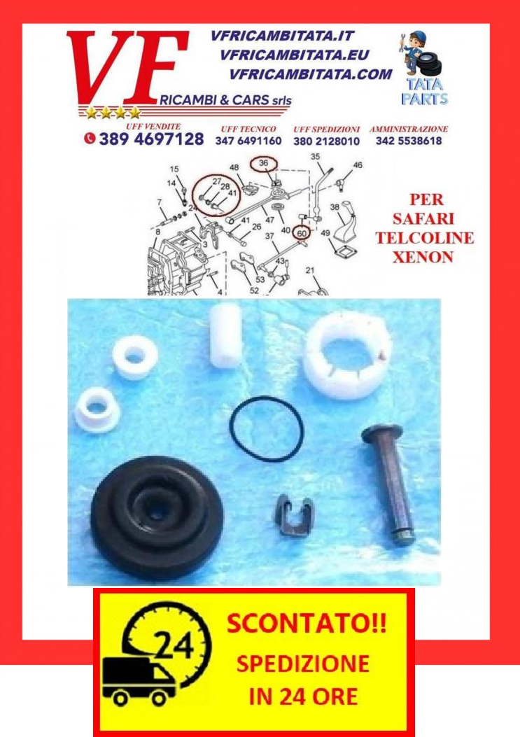 SAFARI - TELCOLINE - XENON : LEVERAGGIO CAMBIO - KIT BOCCOLE LEVE - COD-AF0089-60B - RICAMBIO IN OFFERTA CON SPEDIZIONE IN 24 ORE