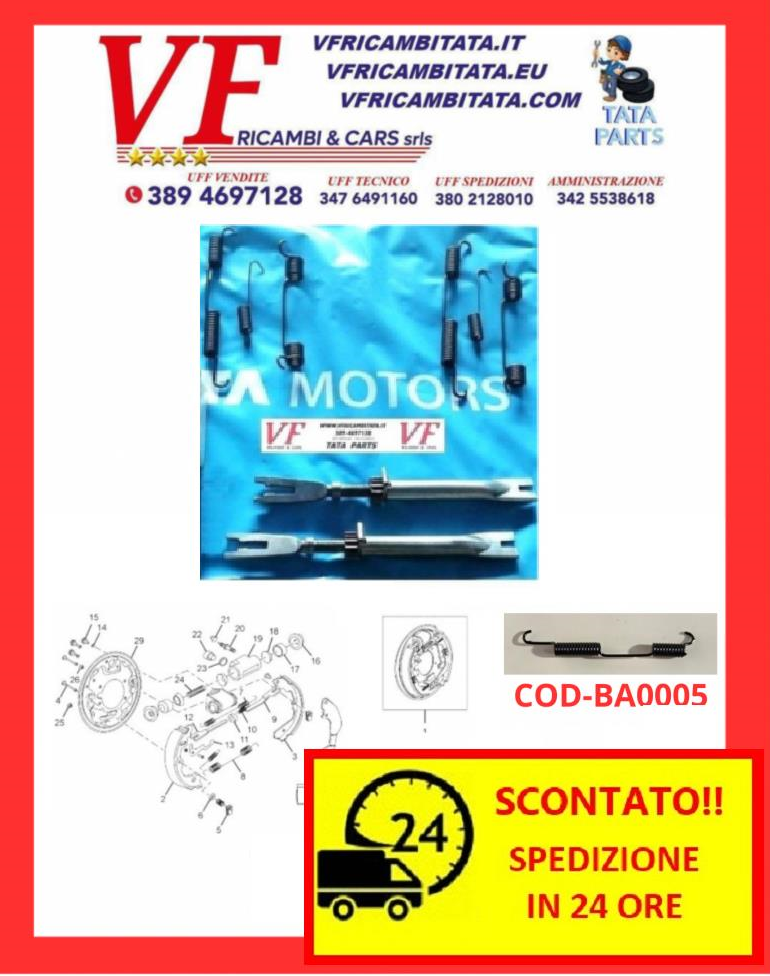 SAFARI - TELCOLINE - XENON : FRENI POSTERIORI - KIT MOLLE REGISTRI - COD-P0031-TRV54 - COD-BA0005 - TRV273 RICAMBIO IN OFFERTA CON SPEDIZIONE IN 24 ORE