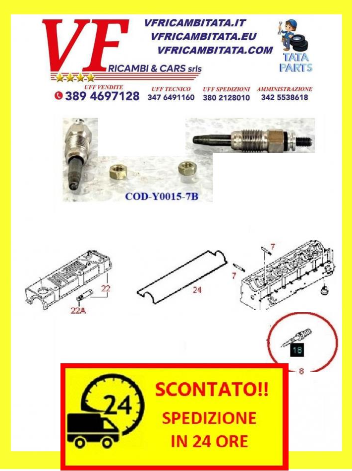 SAFARI - TELCOLINE - XENON : CANDELETTA PRERISCALDAMENTO 2.0 TD - COD-Y0015-7B-TRV259 -COD-P0003-7B-TRV259 - RICAMBIO IN OFFERTA CON SPEDIZIONE IN 24 ORE